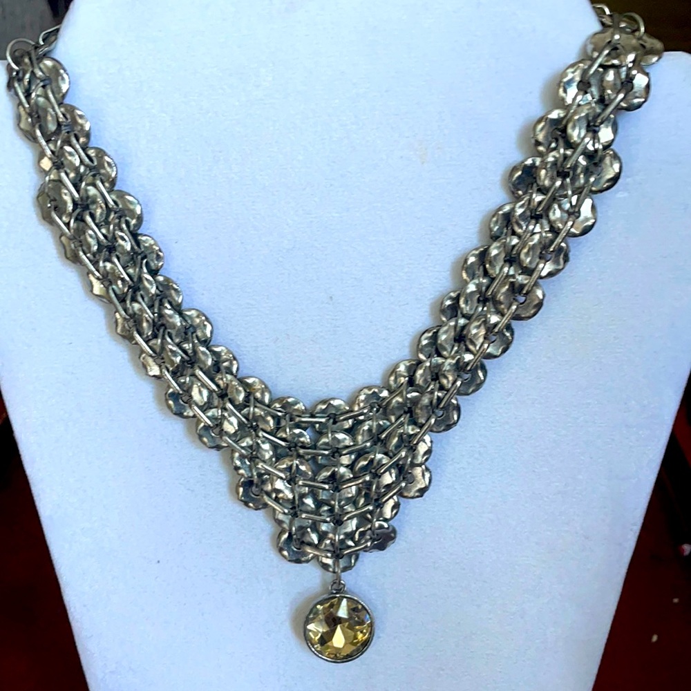 Escape From Paris silvertone crystal necklace